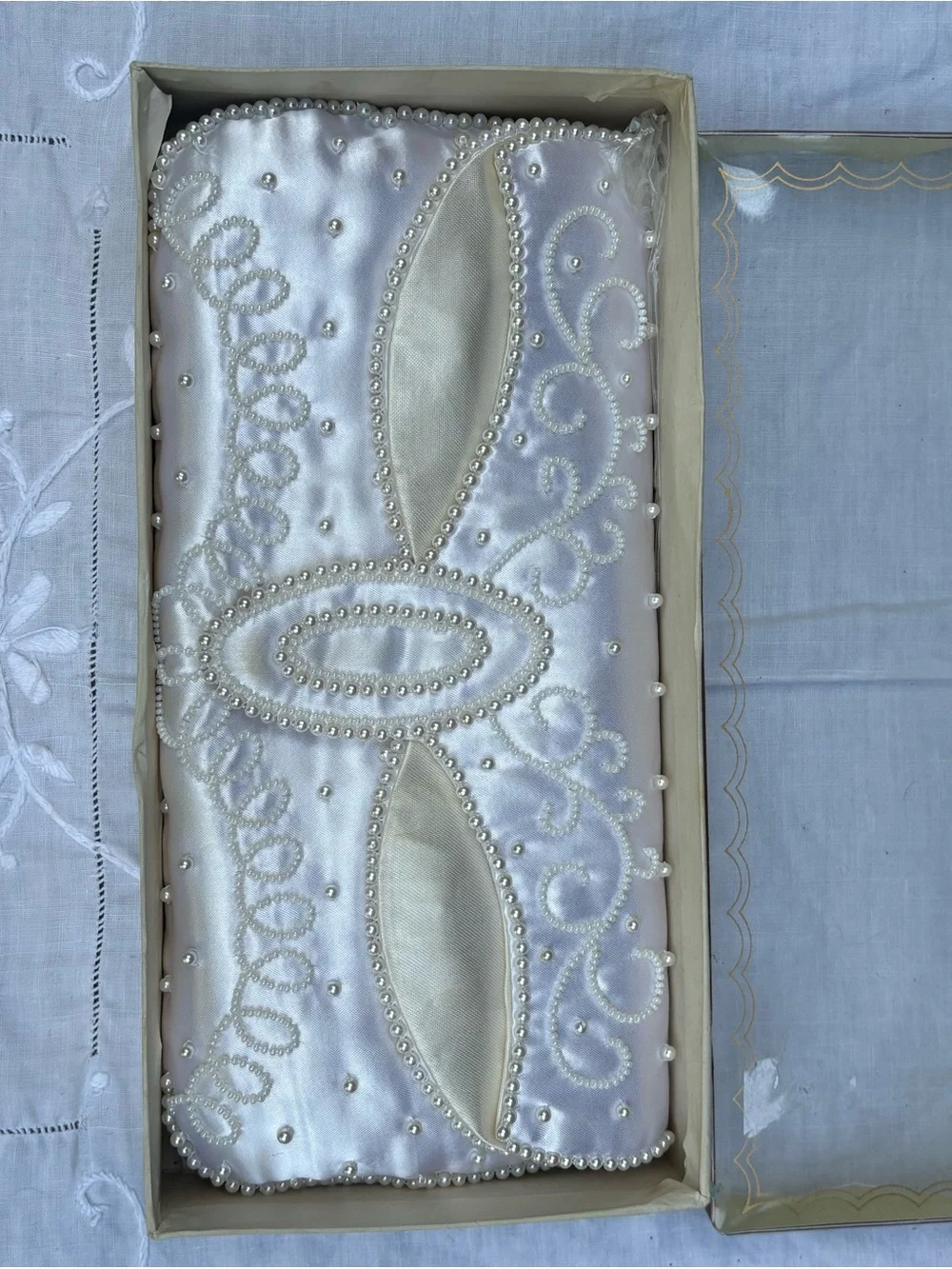 Vintage La Regale Bridal Clutch with Pearls  Flaw